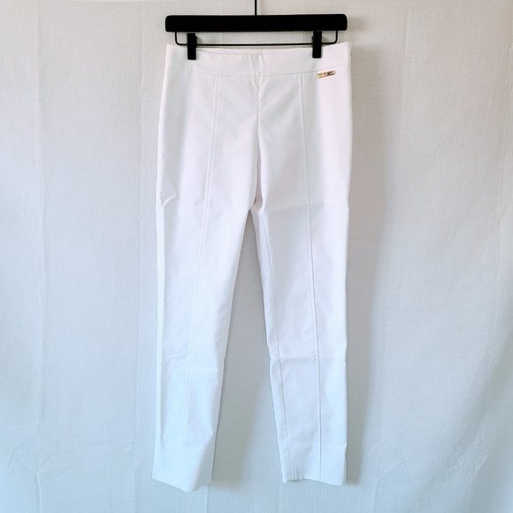 Tory Burch Side Zip White Cigarette Leg Trouser Pants Women's Size 0 - Picture 2 of 7